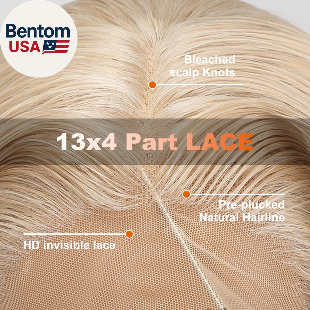 Blonde Synthetic Lace Front Wig 13x4 HD Layered Wave Glueless Wig for Women