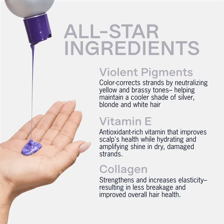 Purple Silver Brightening Shampoo for Gray White Hair 12 fl oz – Neutralizes Brassy Tones