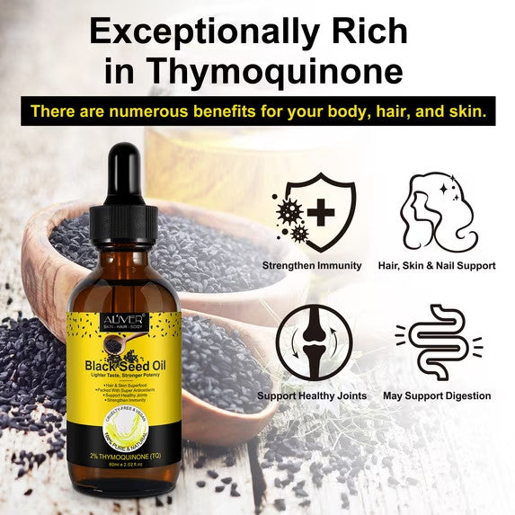 Black Seed Oil for Hair & Skin - Cold Pressed Organic 2 fl oz