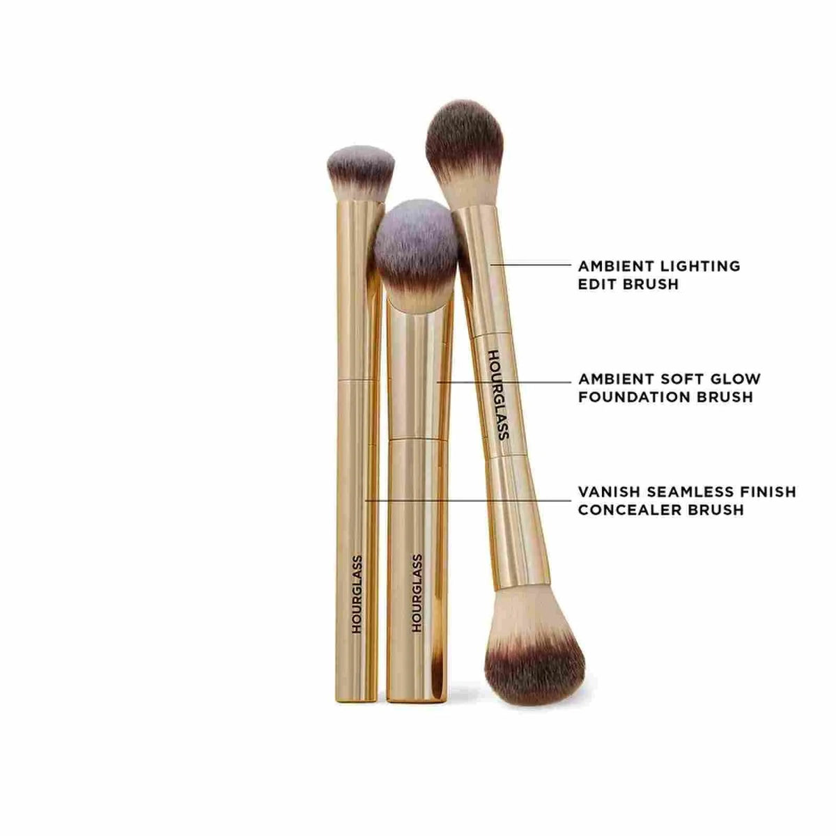 3-Piece Makeup Brush Set for Foundation Powder Concealer - Hourglass