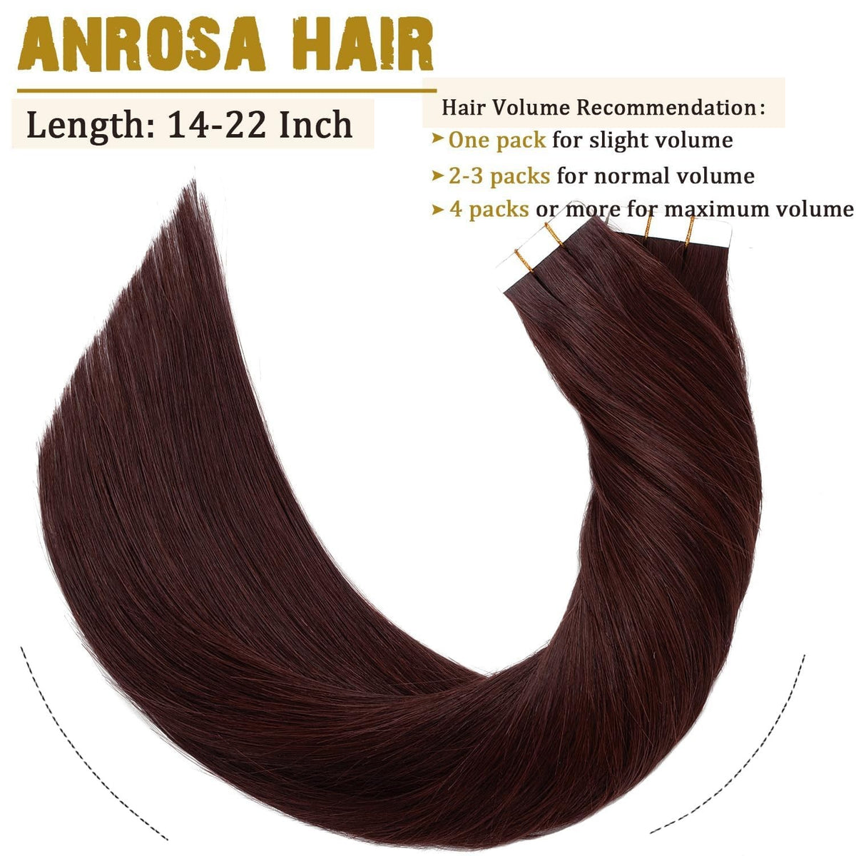 22 Inch Red Wine Burgundy Tape-In Hair Extensions - 20 Pieces, 50G