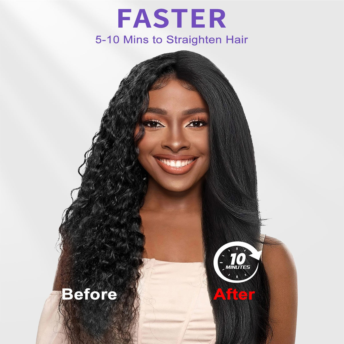 Steam Hair Straightener Brush Ionic Plus - Anti-Frizz, Quick Heat-Up, Moisturizing