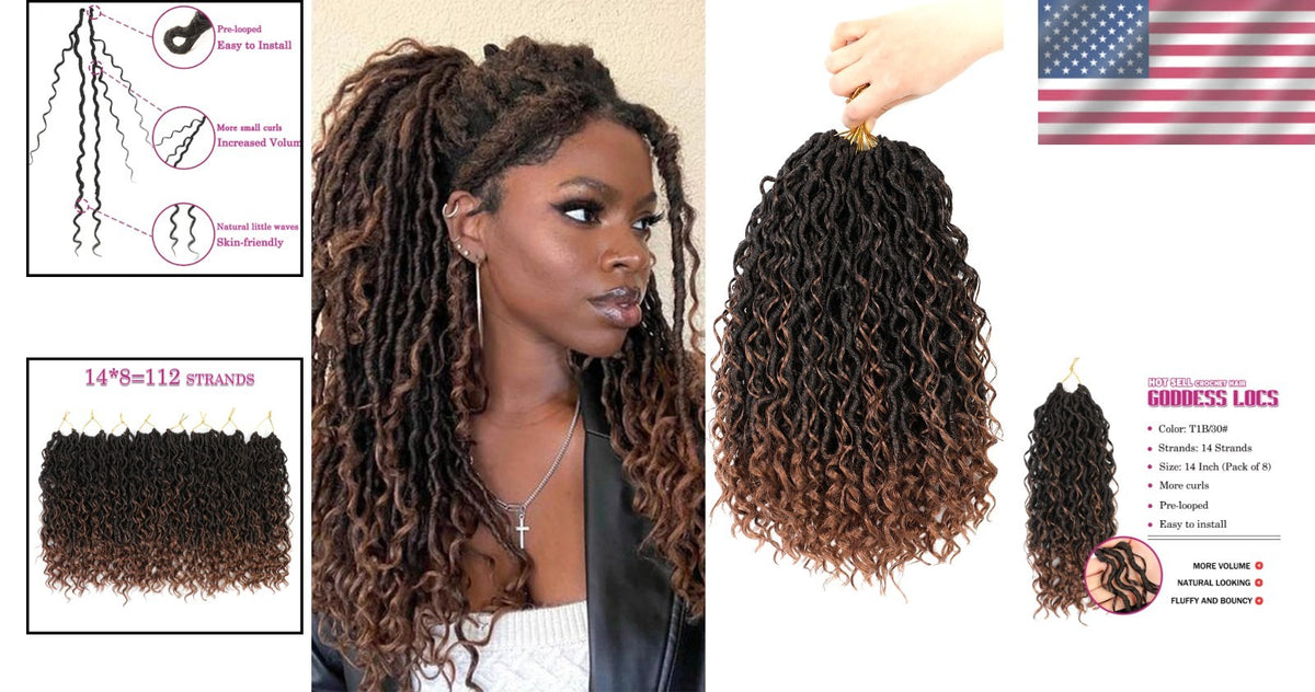 Luxury 14-Inch Goddess Crochet Locs - Fluffy Curly Hair Extensions for Black Women