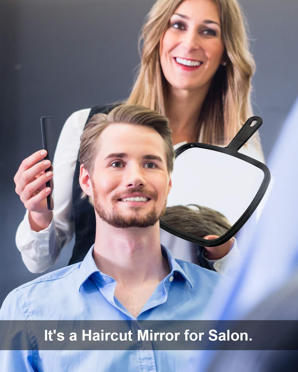 Large Handheld Mirror for Salon & Makeup - Black, 9.1 x 12.6 Inches