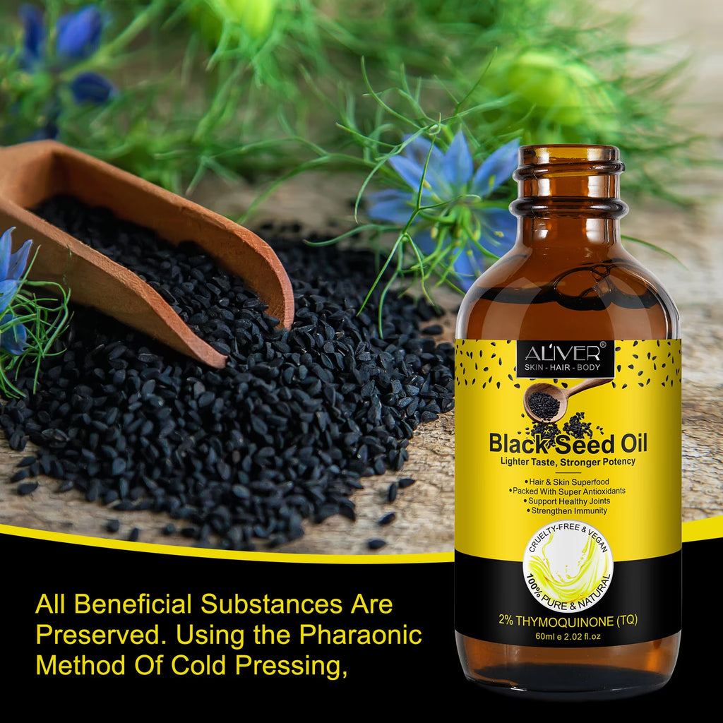 Black Seed Oil for Hair & Skin - Cold Pressed Organic 2 fl oz