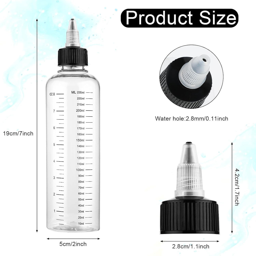 8.5oz Transparent Hair Dye Applicator Bottle with Graduated Scale – Leak-Proof, Professional-Grade Squeeze Bottle
