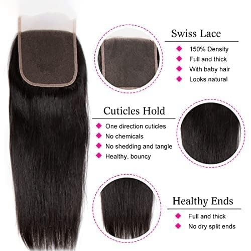 Brazilian Virgin Hair Lace Closure 5x5 HD Transparent Swiss Lace 16 Inch - Natural Straight Style