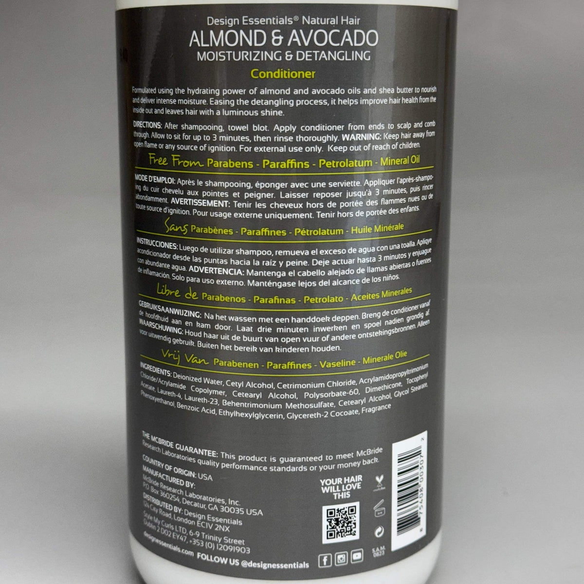 Moisturizing & Detangling Conditioner for Hair - Almond & Avocado, 34 oz