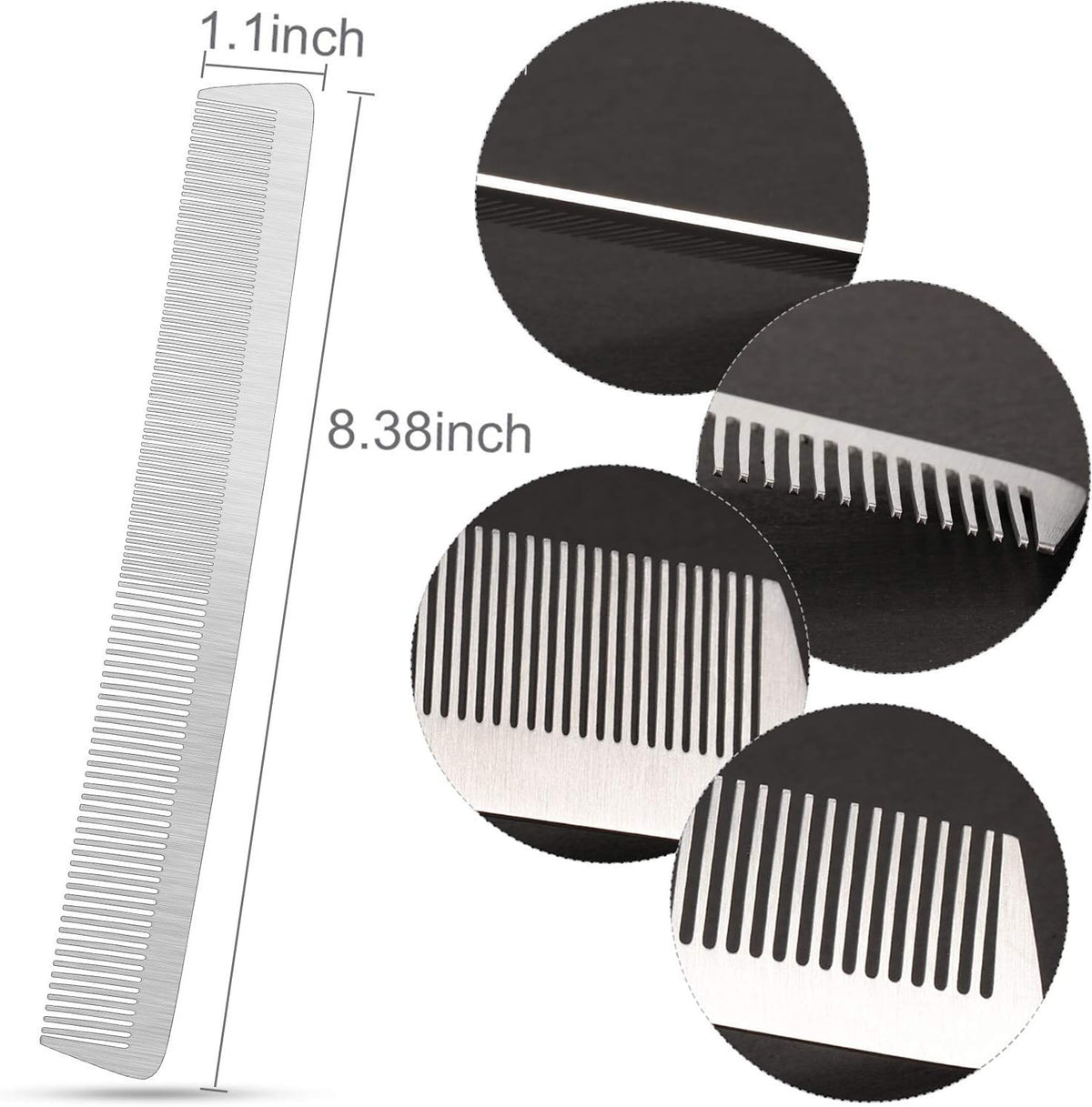 Stainless Steel Barber Comb Set - Double Sided Hair Styling & Cutting Tools
