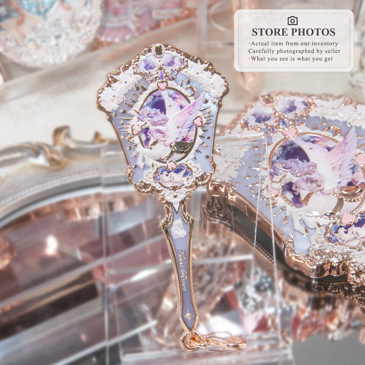Flower Knows Knight Unicorn Mini Mirror Charm - Moonlight Lilac US Stock