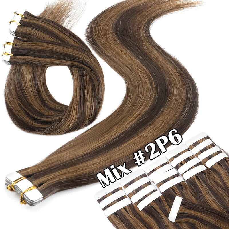 100G Tape-In Remy Hair Extensions Full Head - Russian Human Hair Thick Skin Weft
