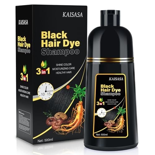 3-in-1 Hair Dye Shampoo for Gray Coverage - Natural Black, 500ml for Men