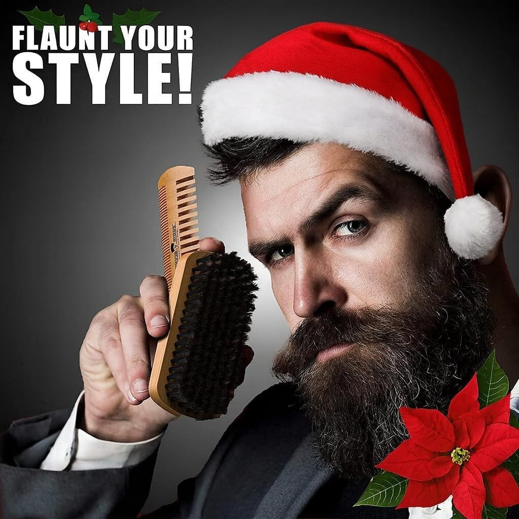 Men's Beard Care Set with Straightener, Nourishing Oil & Grooming Essentials