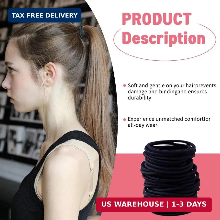 120 Black Hair Ties for Thick and Curly Hair Ponytail Holders Elastic Bands