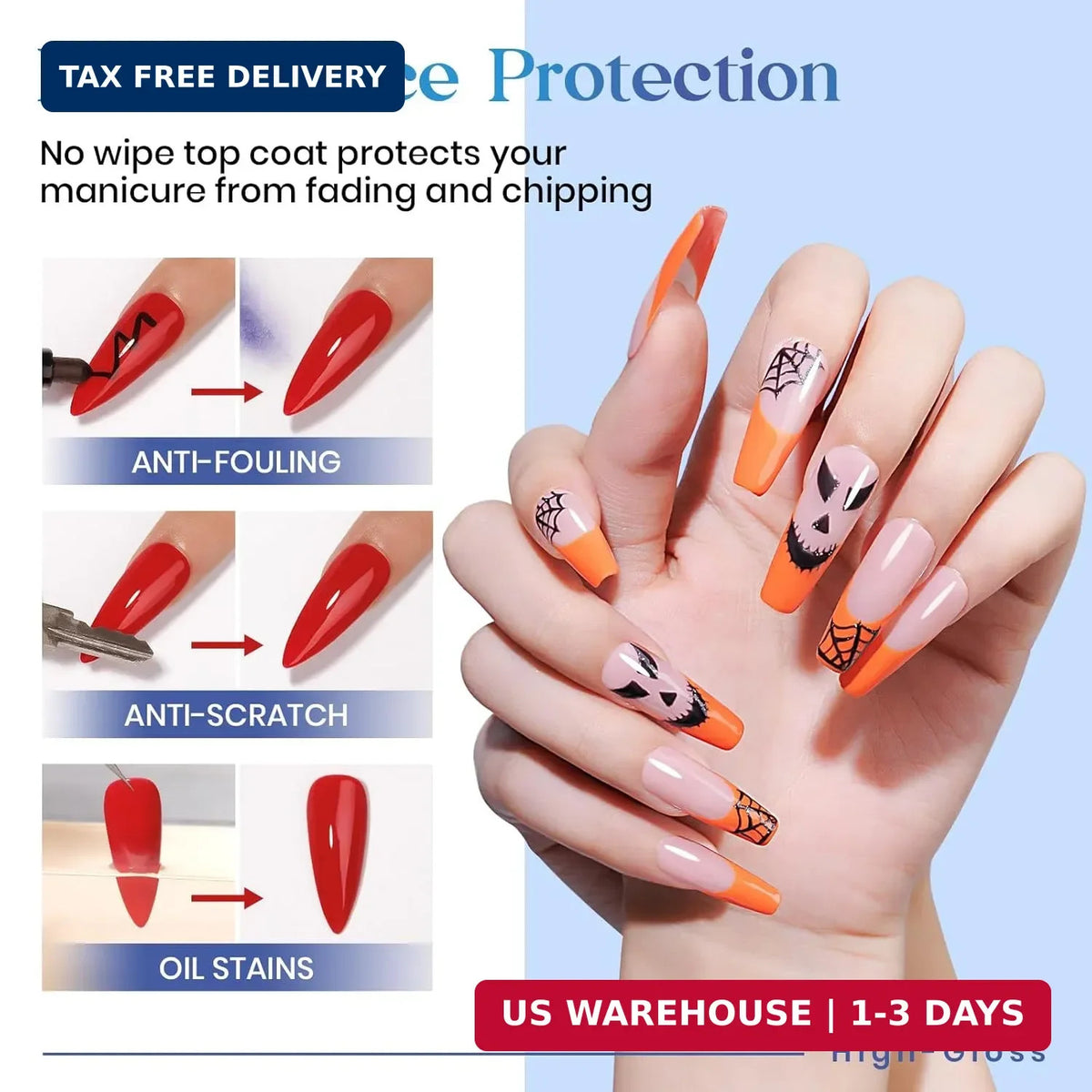 100ml No Wipe Gel Top Coat for Nails - High Gloss Long Lasting Shine