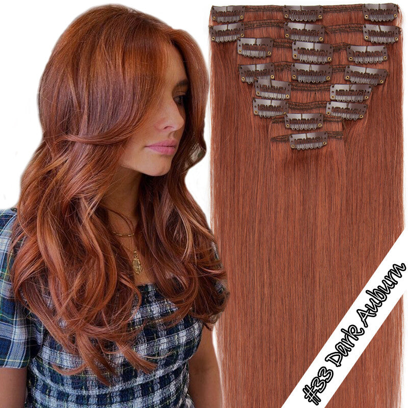 Clip-In 100% Remy Human Hair Extensions for Full Head - Multiple Colors & Lengths