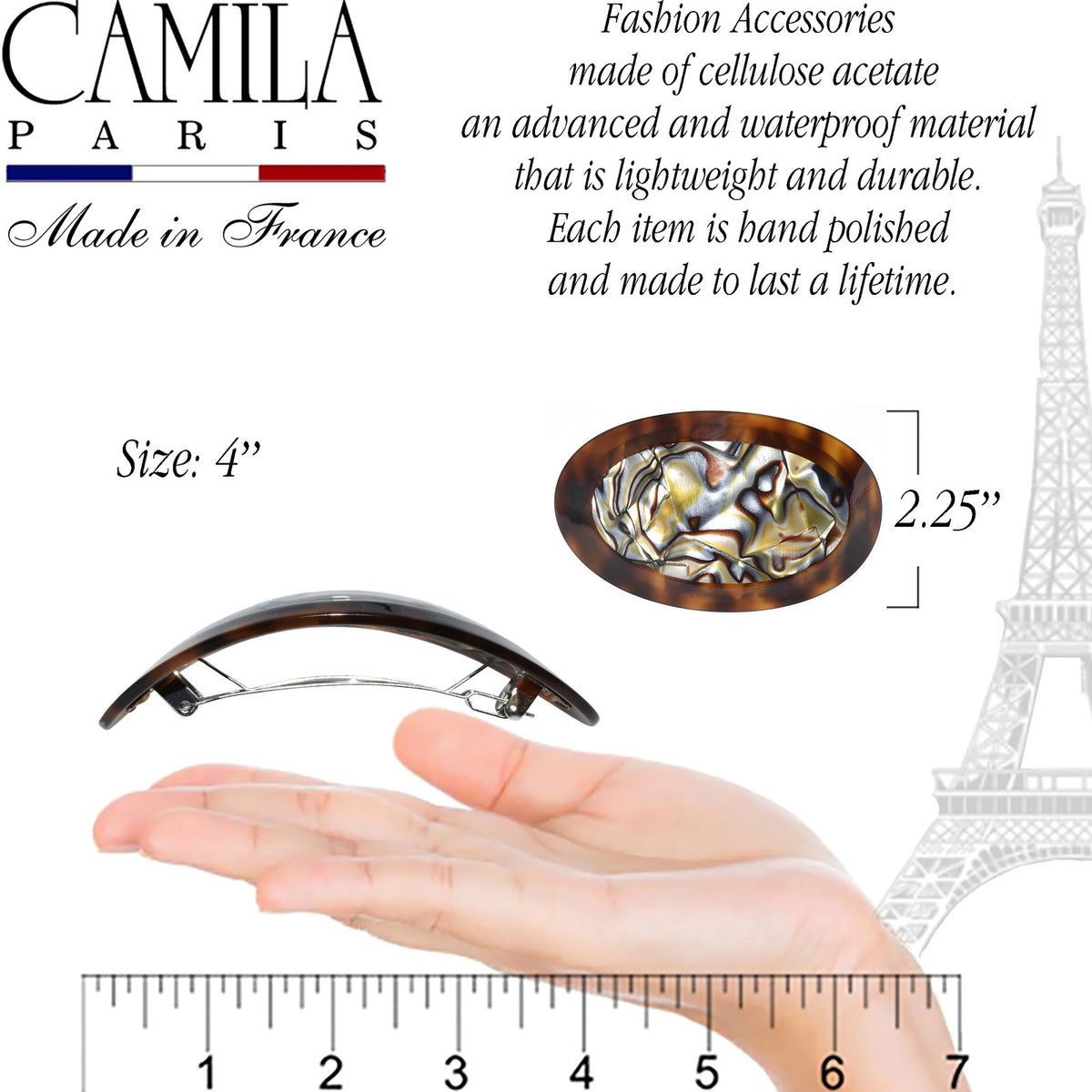 Oval Dual-Tone Handmade Hair Barrette for Women - Secure, Elegant Hair Accessory