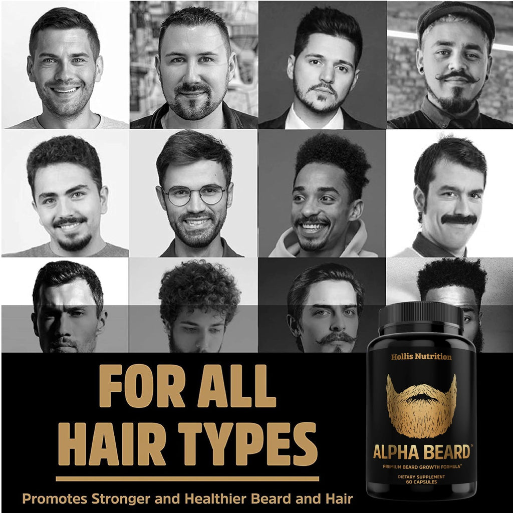 Beard Growth Vitamins with Biotin and DHT Support for Men - 60 Capsules