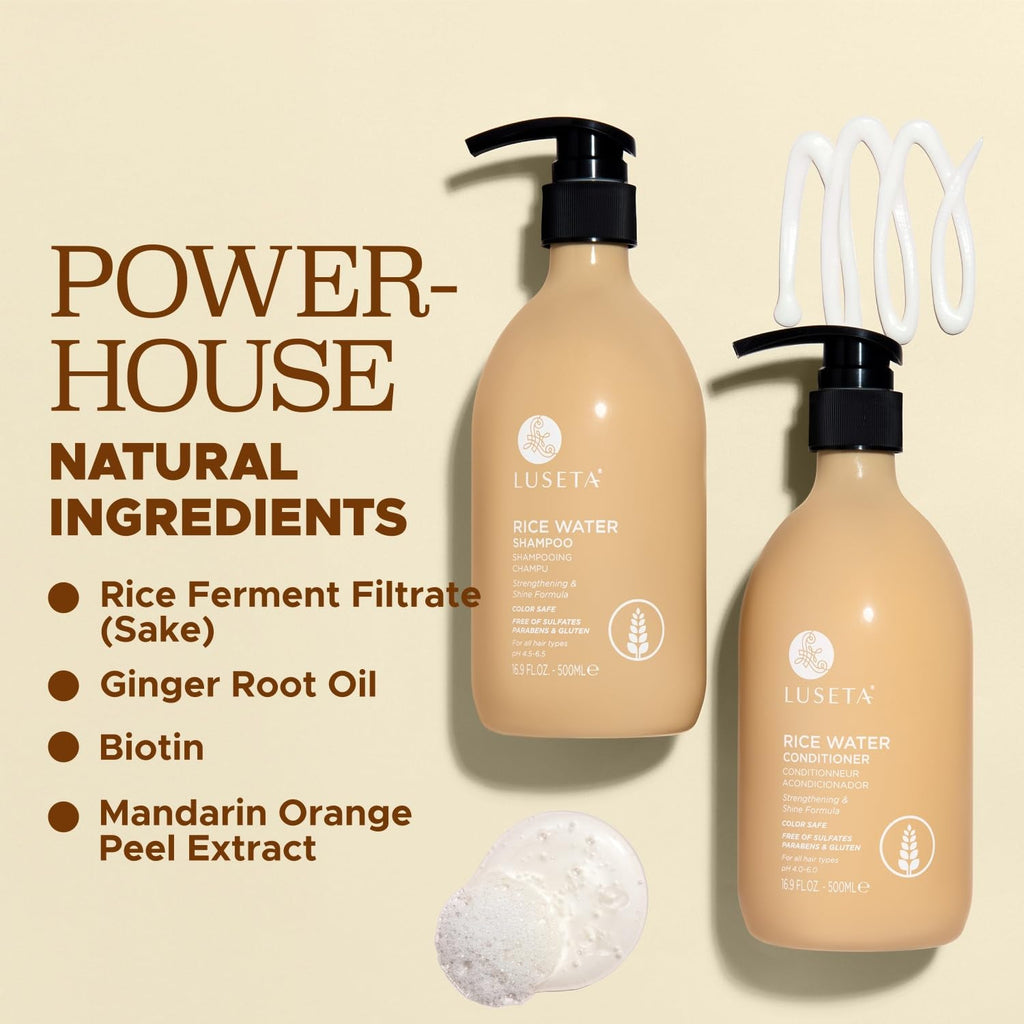 Rice Water Shampoo & Conditioner Set for Damaged Hair - Strengthening & Nourishing