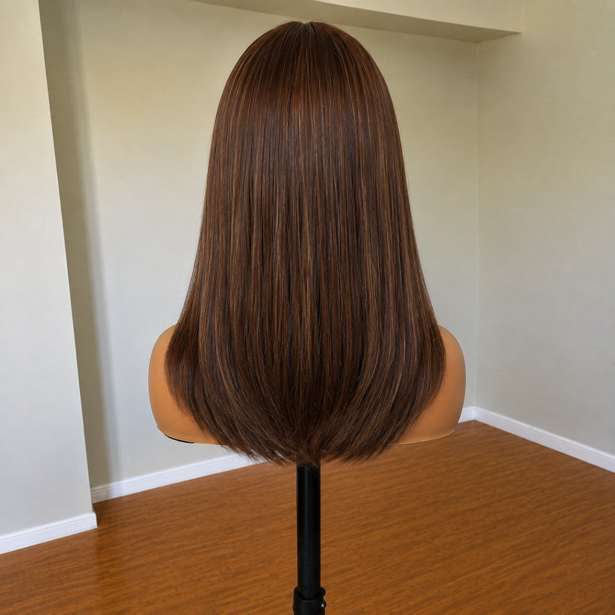 Cosplay Wig with Fringe, Low Shine Mixed Brown Synthetic Bob Hair, Heat Resistant