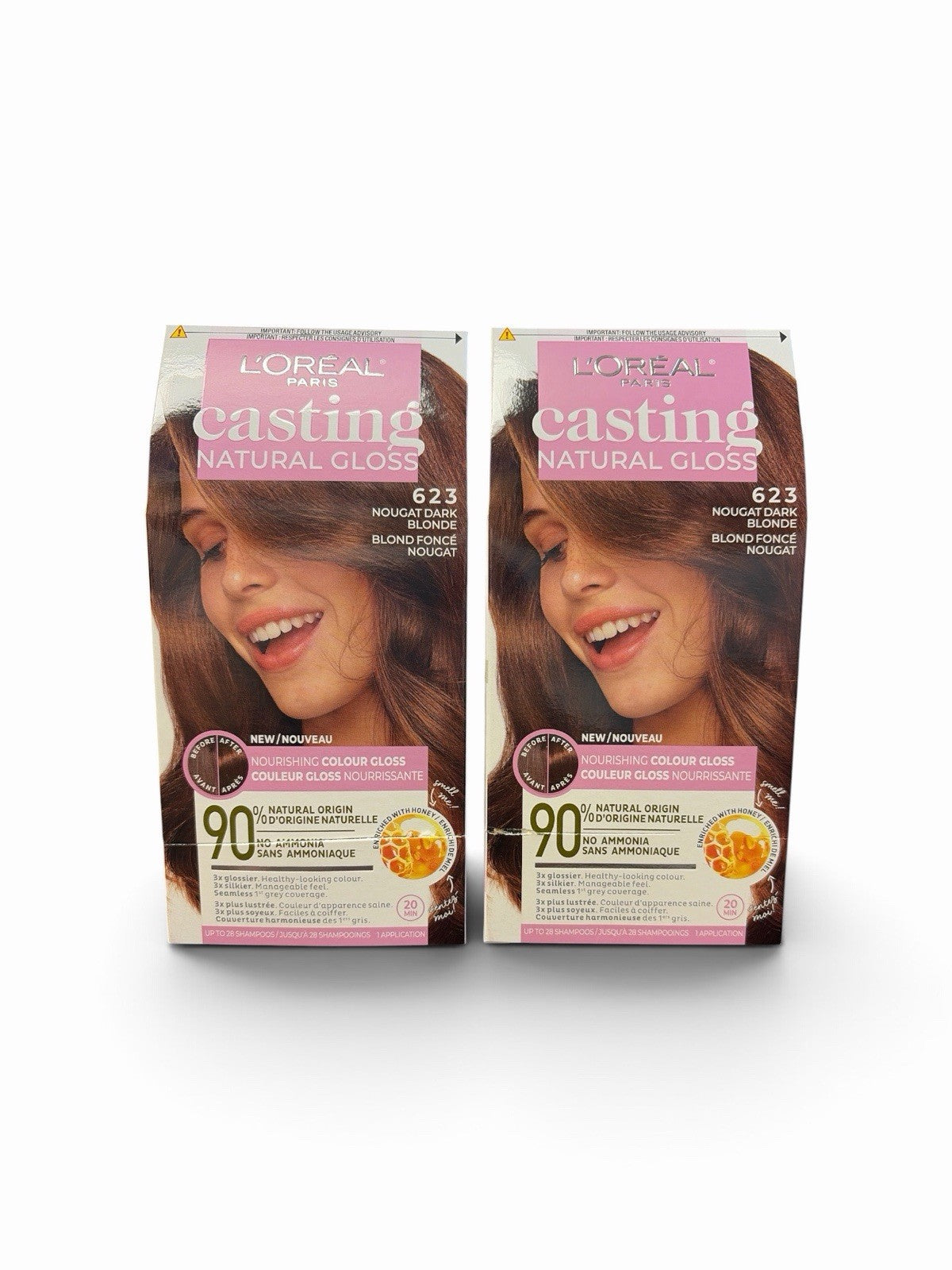 L'Oréal Paris Casting Natural Gloss 623 Nougat Dark Blonde Hair Color 2 Pack
