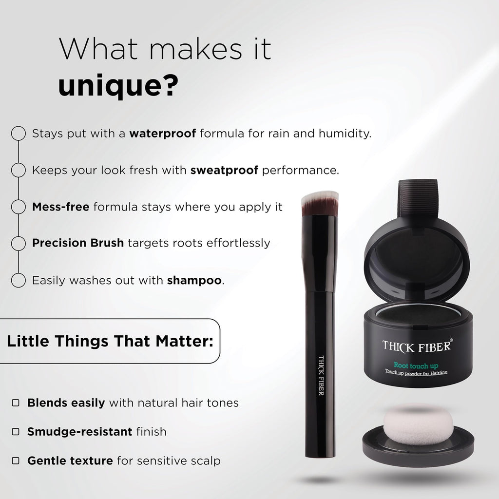 Water & Sweat Resistant Hair Loss Concealer Powder for Thinning Hair Women - Full Set with Brush & Mirror