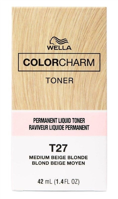 (3 Pack) Wella Color Charm Liquid Toner T27 Medium Beige Blonde for Hair Lightening