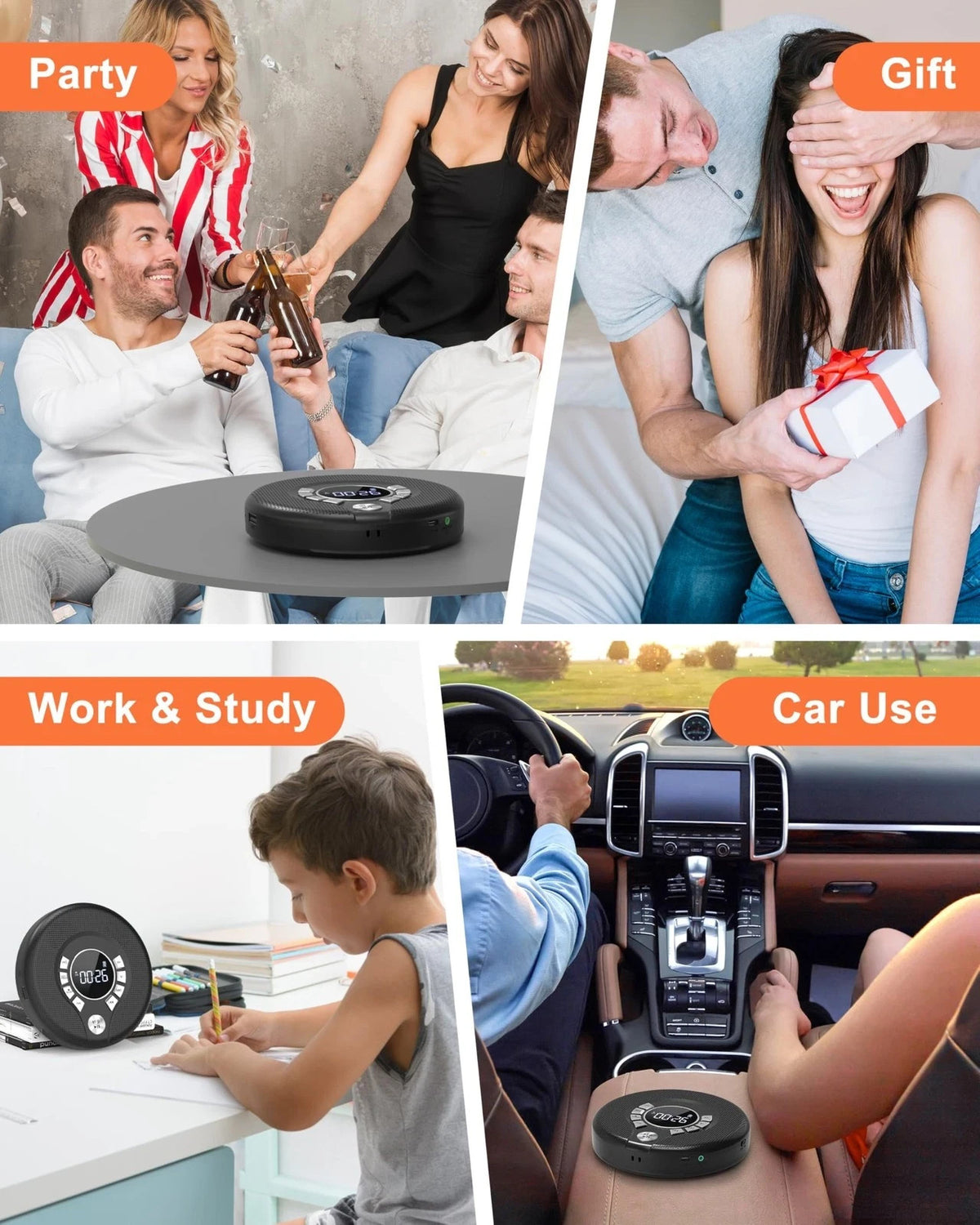 Portable Bluetooth CD Player with 2000mAh Rechargeable Battery