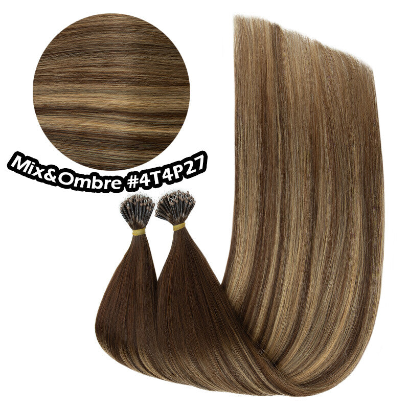 150PCS Thick Remy Human Hair Extensions Nano Ring Micro Loop Beads Link