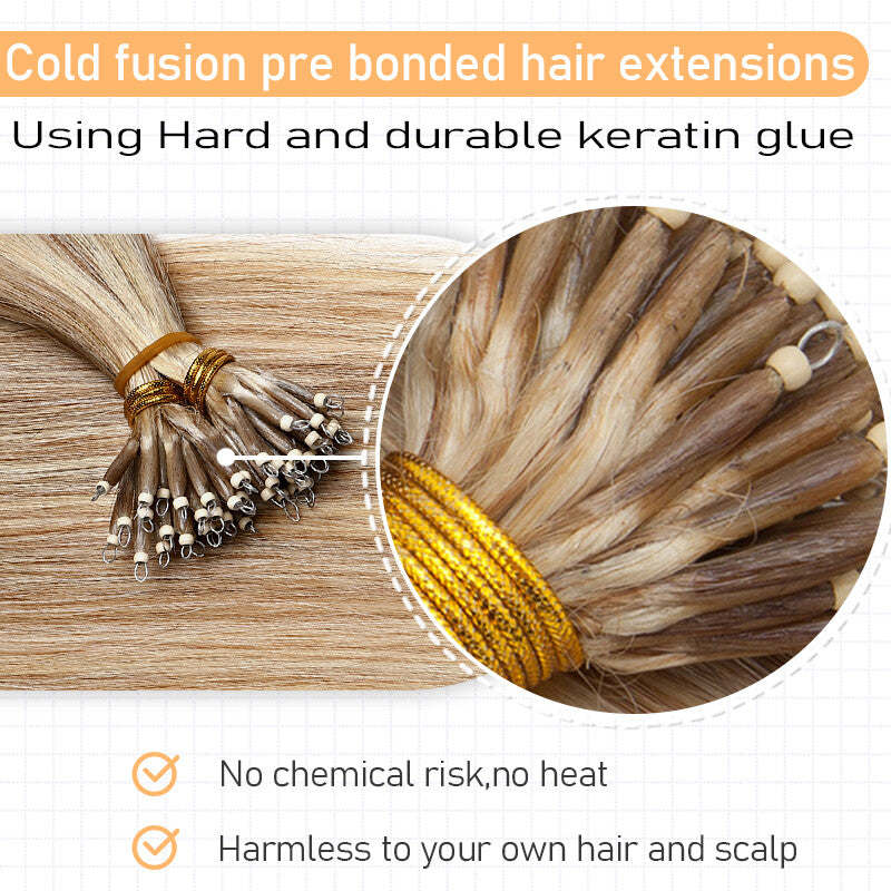 Full Head Nano Ring Hair Extensions 100% Remy Human Hair Thick 200G