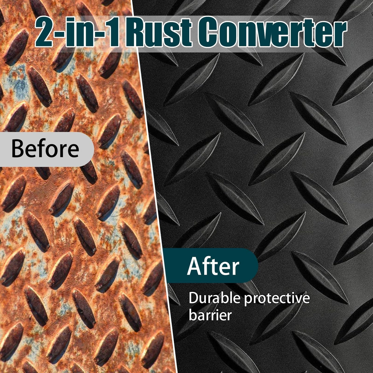 2-in-1 Rust Converter & Metal Primer - Black Anti-Rust Paint for Metal