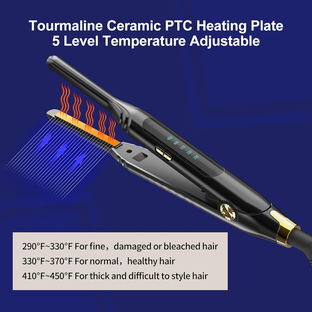 Mini Flat Iron for Short Hair - 3/10 Inch Skinny Hair Straightener with Adjustable Temp