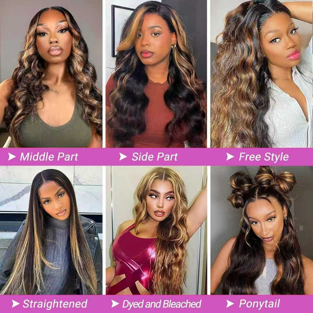 Human Hair Lace Wigs 13x4 Ombre Body Wave 200% Density Natural Look
