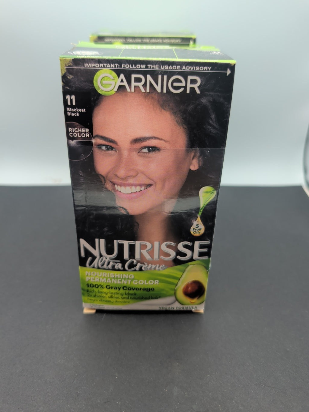 Pack of 3 Garnier Nutrisse Nourishing Permanent Hair Color Creme #11 Blackest Black