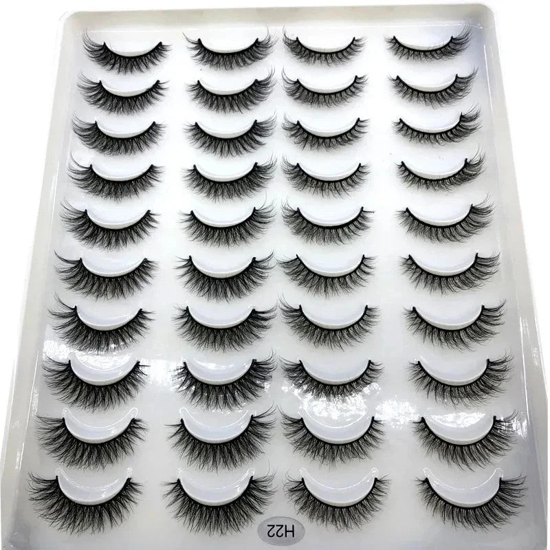 False Eyelashes Mink Natural 3D Fluffy Winged Full Strip 20 Pairs
