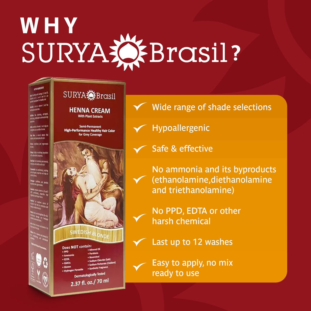 Vegan Blonde Henna Hair Coloring Cream 2.37oz - Cruelty-Free & Safe for Color-Treated Hair