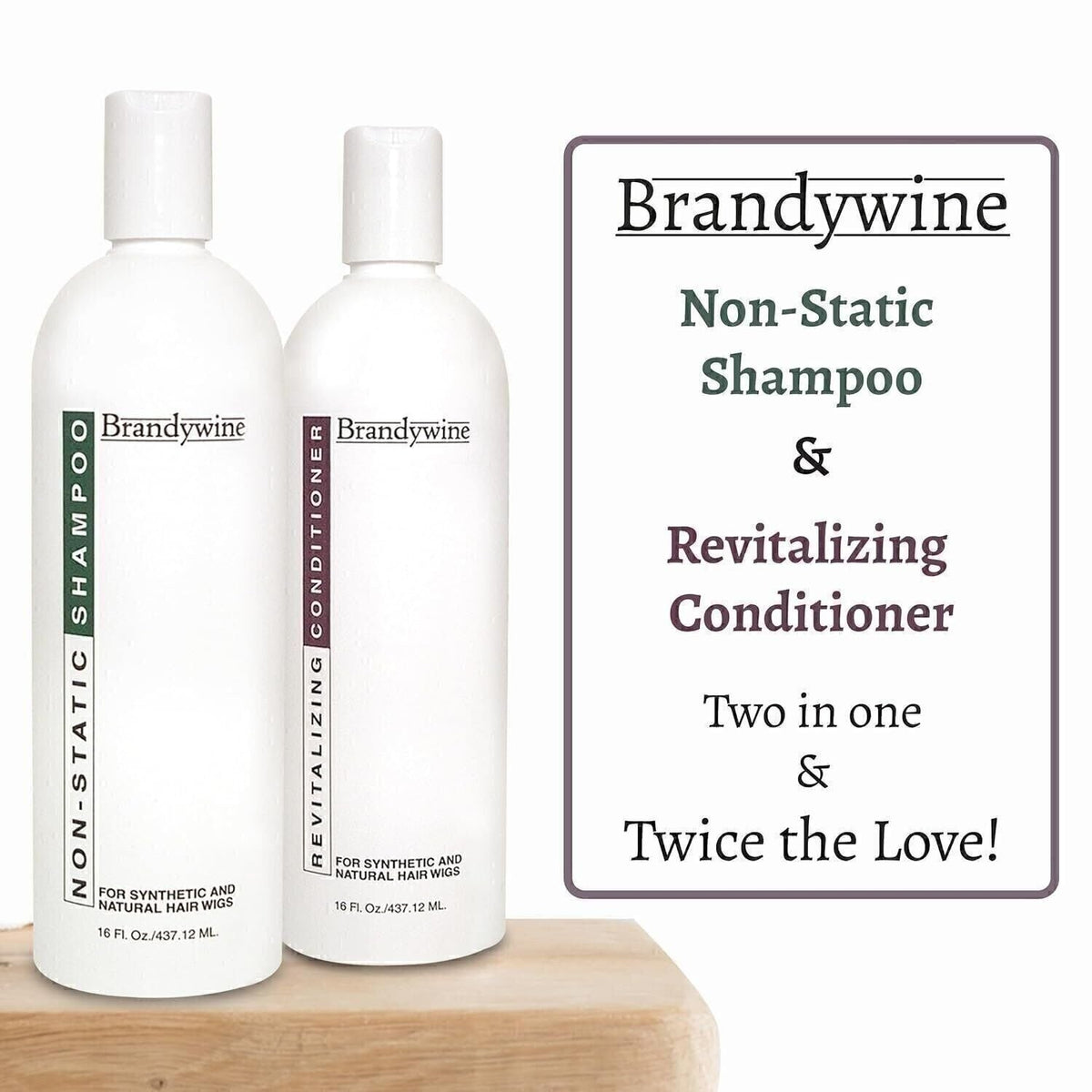 Non-Static Shampoo & Conditioner Set for Synthetic & Natural Hair Wigs - 16 Oz