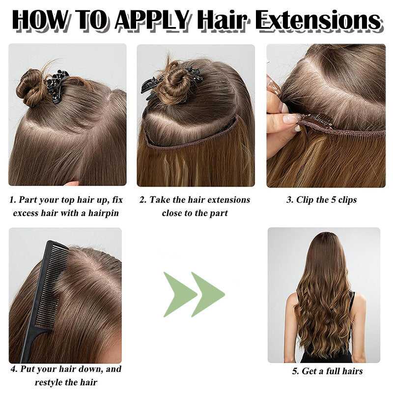 V-Shaped Clip-In Hair Extensions 100% Remy Human Hair Full Head