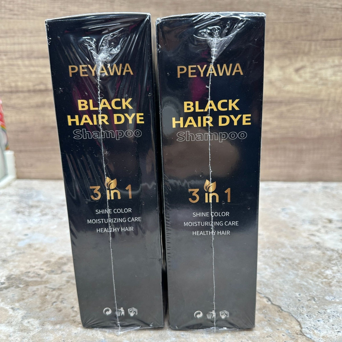 Black Hair Dye Shampoo 3 in 1 Hair Color & Gray Coverage Set - 2 Pack