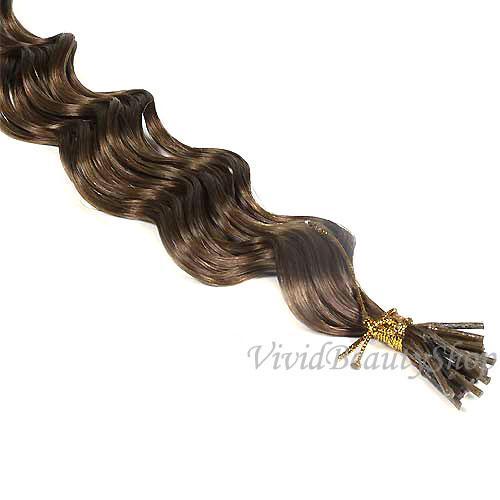 Deep Wave Micro Link Hair Extensions 22 Inch Light Brown Remy Human Hair