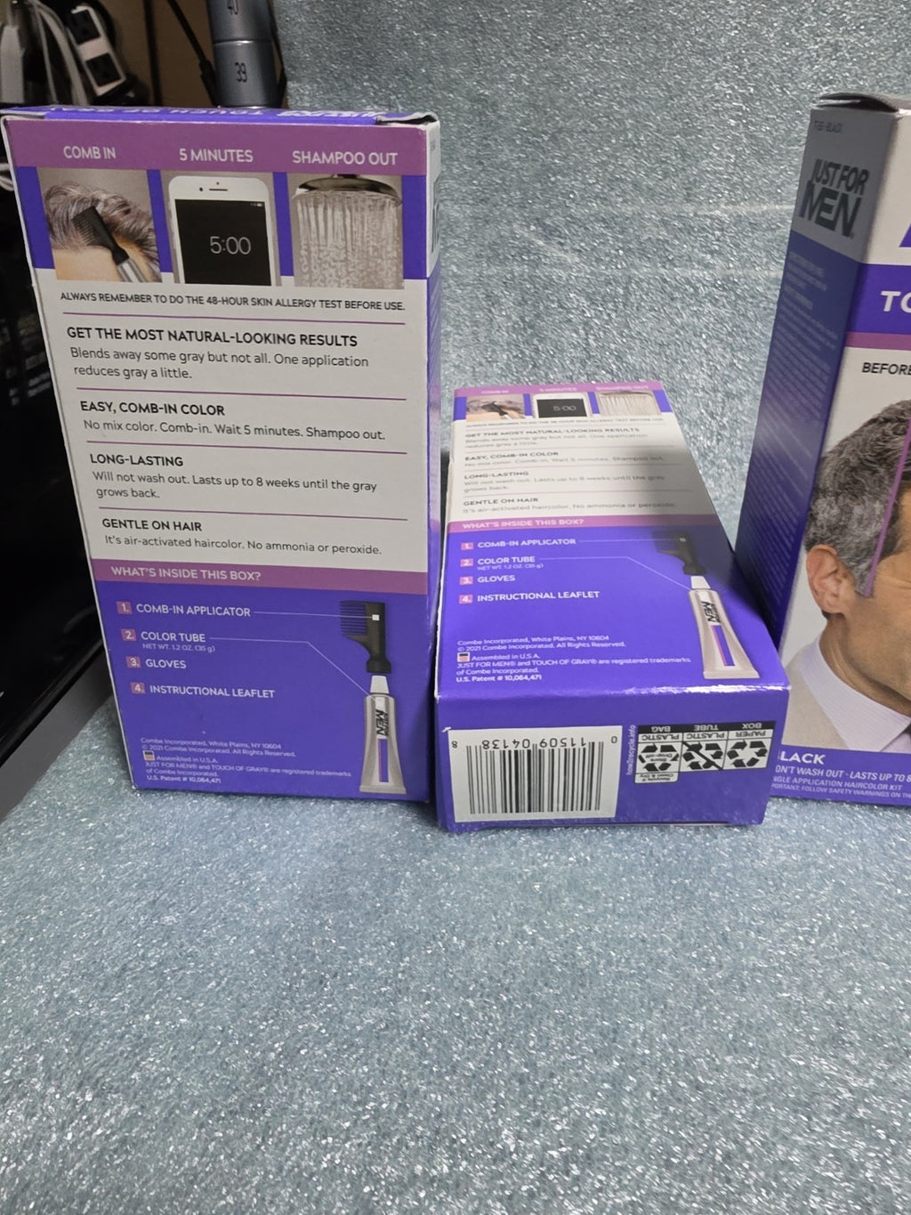 Hair Color Kit 4 Pack Touch of Gray Black T-55 for Men - Easy Hair Coloring