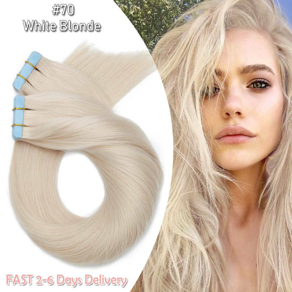 Remy Human Hair Tape-In Extensions 20-60pcs - Natural Black & Blonde Shades