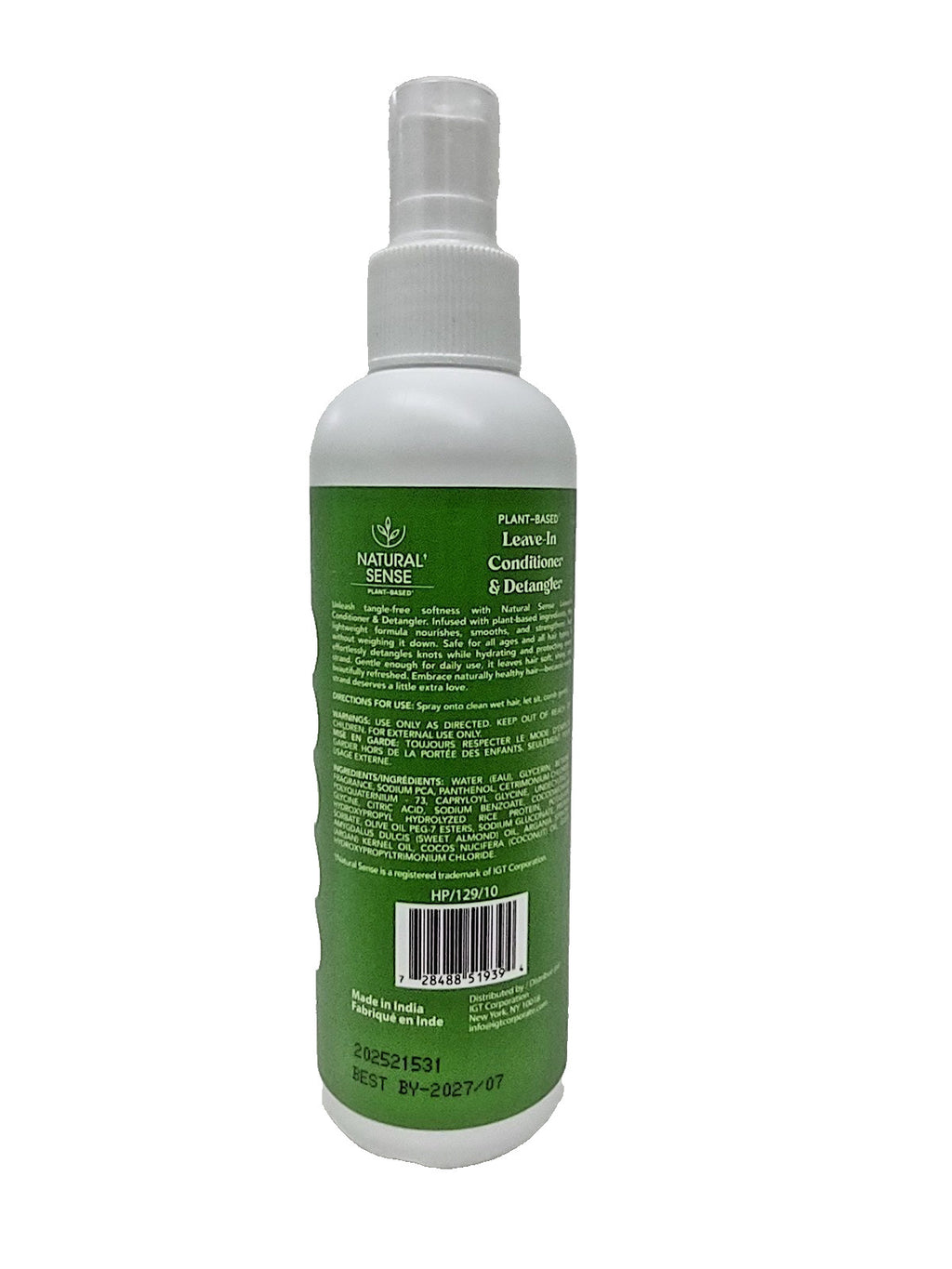 Natural Sense Plant-Based Leave-In Hair Conditioner & Detangler Spray - 6.7oz, Pack of 3