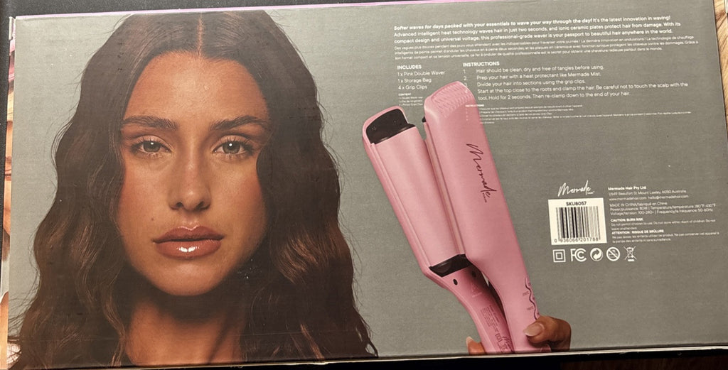 Professional Pink Double Waver Hair Curler Kit with Clips & Bag