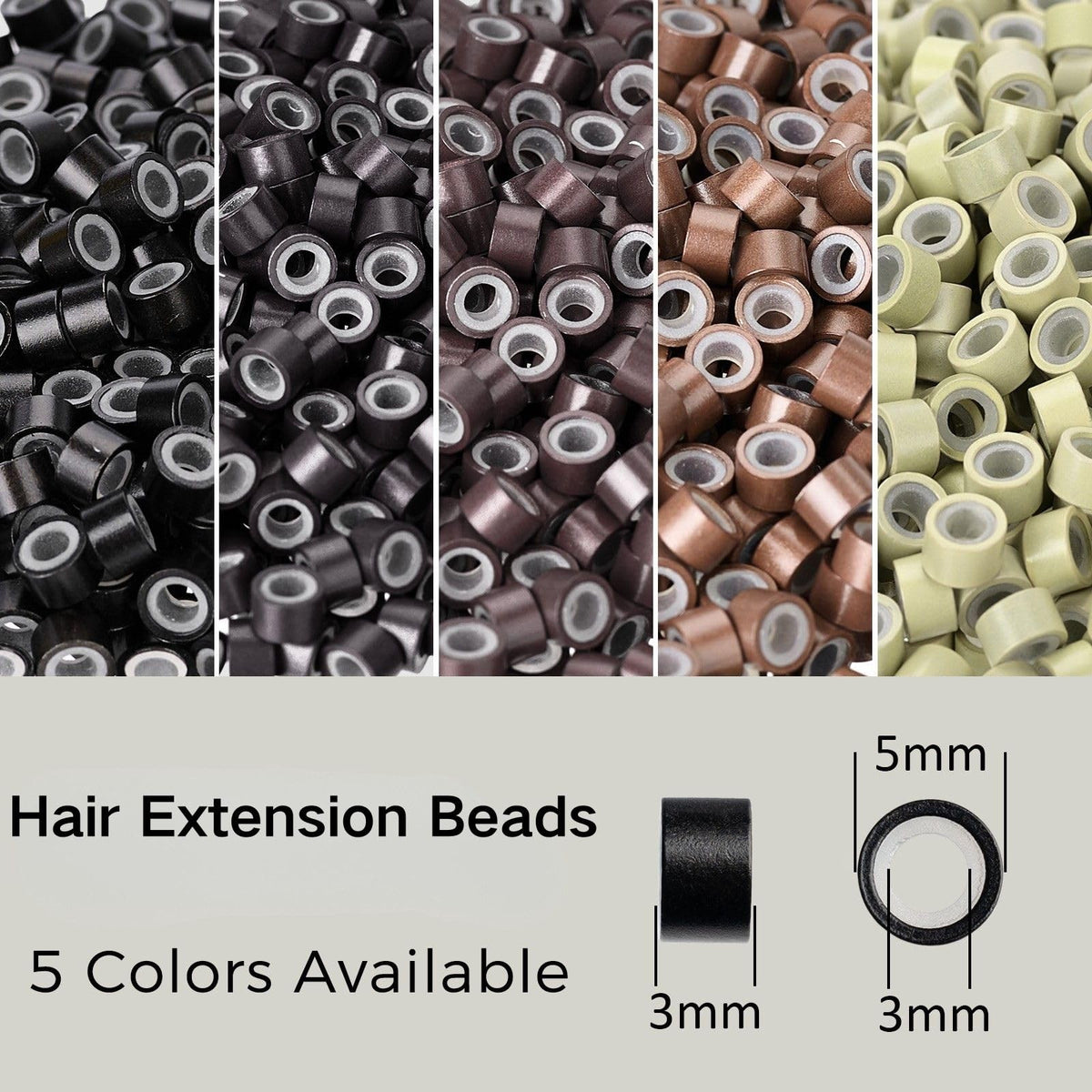 Hair Extension Micro Beads Kit 3000PCS Silicone-Lined for I-Tip & Sew-In Extensions