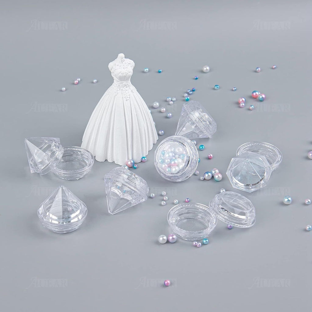 Diamond Shaped 5g Empty Jars - 50 Pack Clear Plastic Containers for Lip Balm & Cosmetics