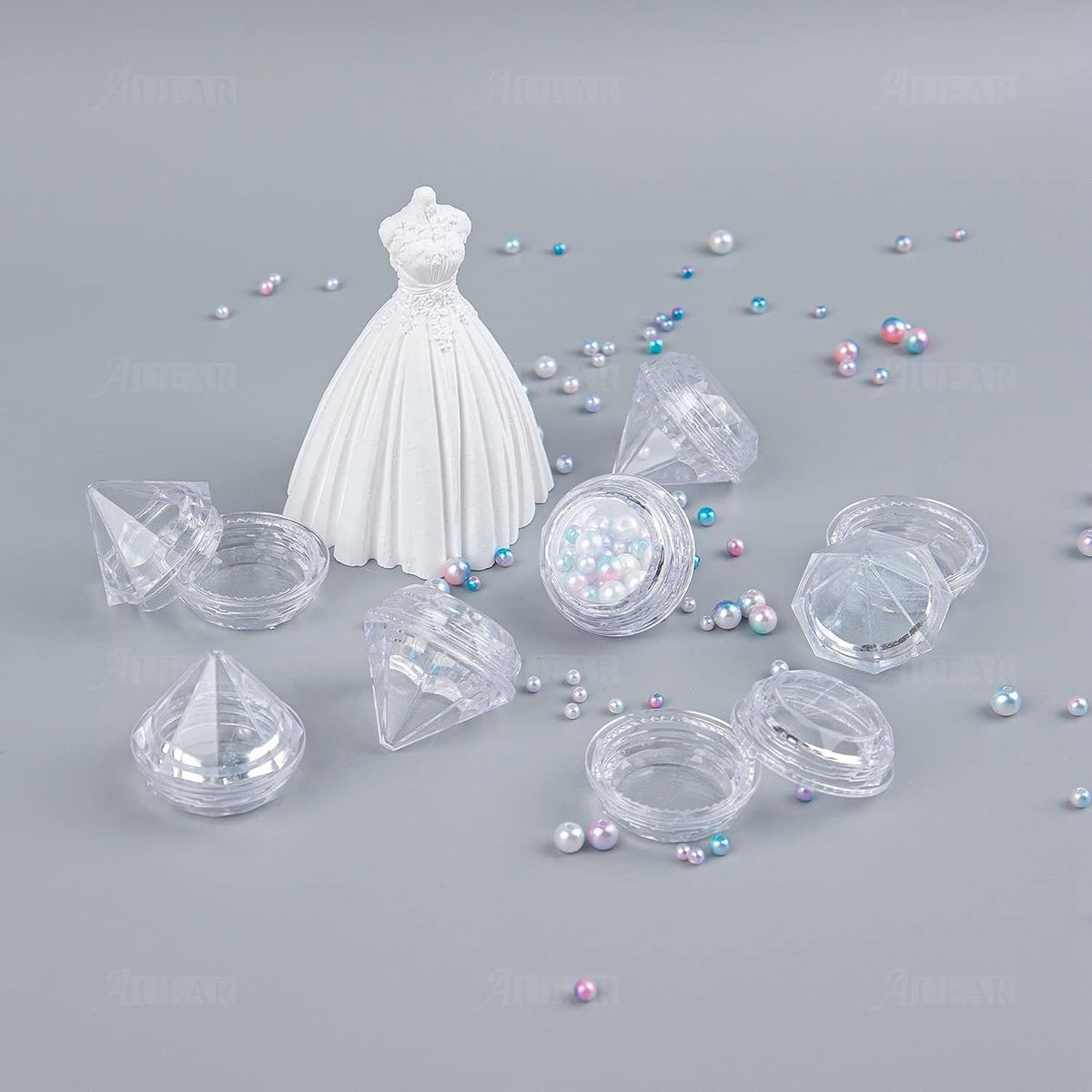 Diamond Shaped 5g Empty Jars - 50 Pack Clear Plastic Containers for Lip Balm & Cosmetics