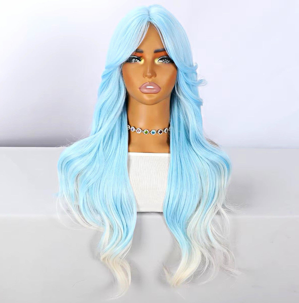 Light Blue White Wig for Halloween Christmas Birthday Costume - Viral Tik Tok Style