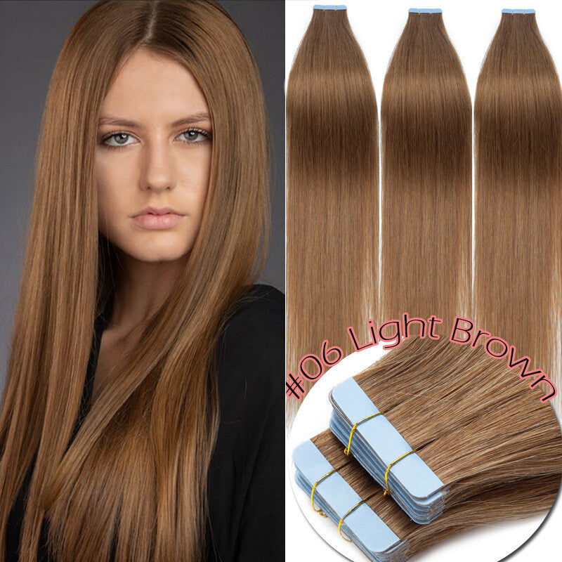 150g Thick Tape-In Human Hair Extensions Full Head Skin Weft Long Highlights