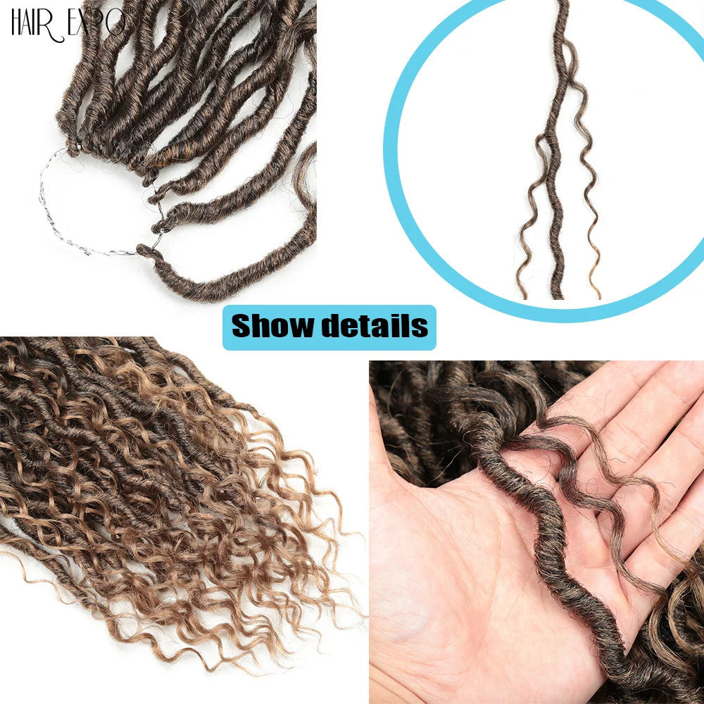Synthetic Curly Faux Locs Crochet Hair Extensions for Women
